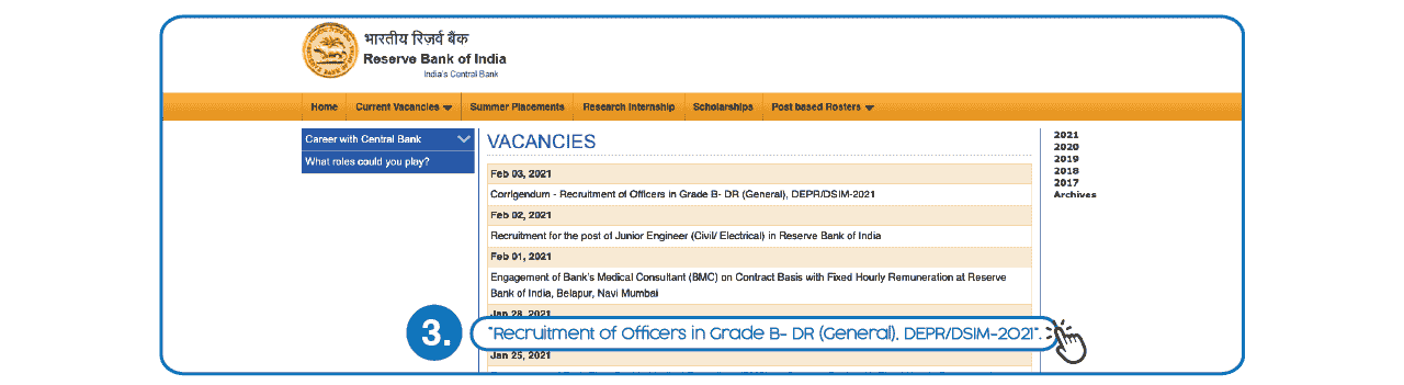 Step 3 to Fill RBI Grade B Application Form Step 3 - Fill RBI Grade B Application Form