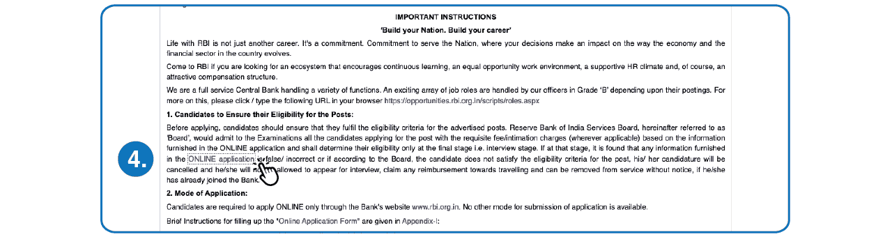 Step 4 to Fill RBI Grade B Application Form Step 4 - Fill RBI Grade B Application Form