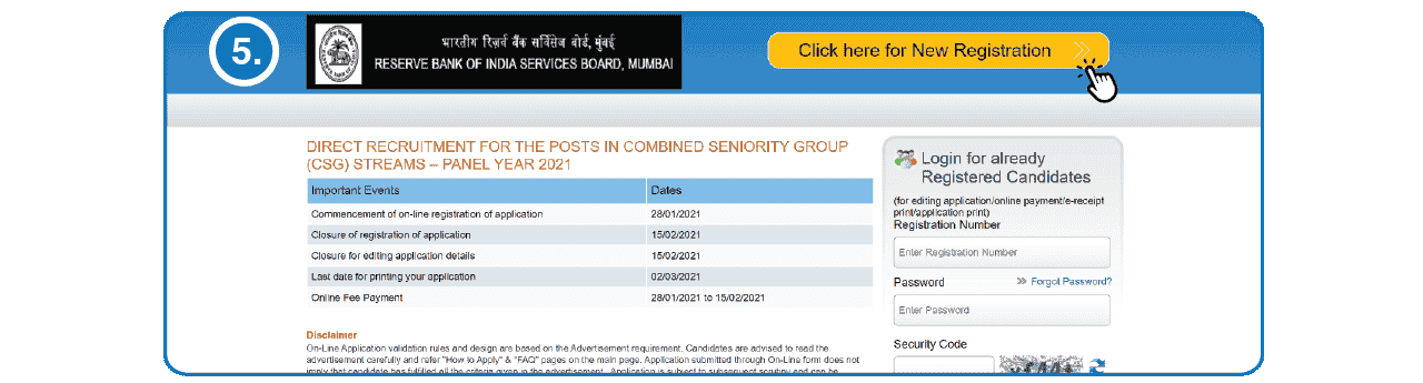 Step 5 to Fill RBI Grade B Application Form Step 5 - Fill RBI Grade B Application Form