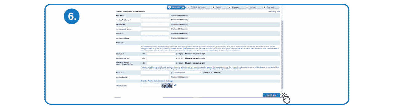 Step 6 to Fill RBI Grade B Application Form Step 6 - Fill RBI Grade B Application Form