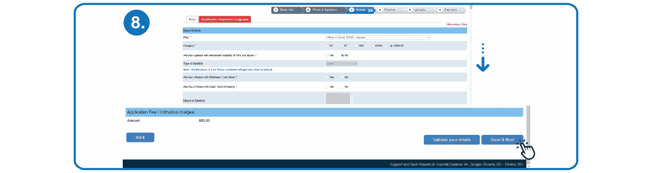 Step 8 to Fill RBI Grade B Application Form Step 8 - Fill RBI Grade B Application Form