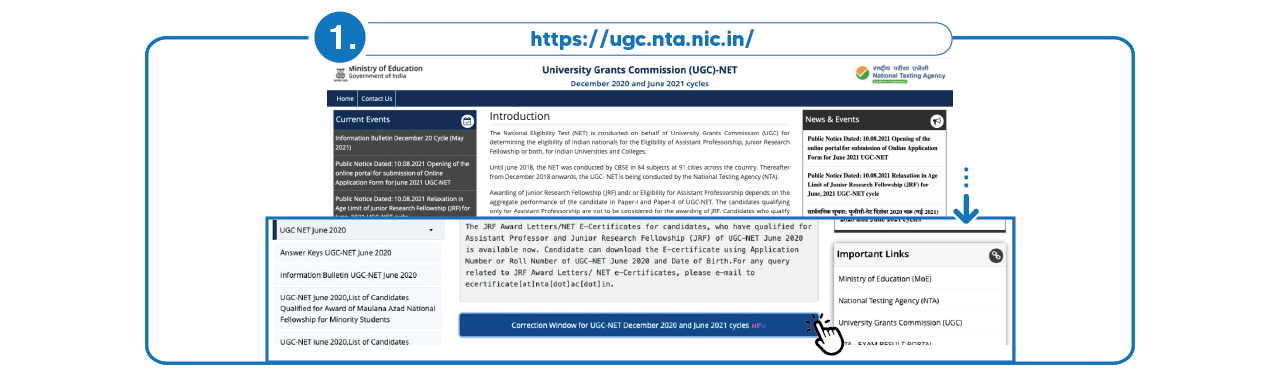 Step 1 to do Correction in UGC NET Online Application