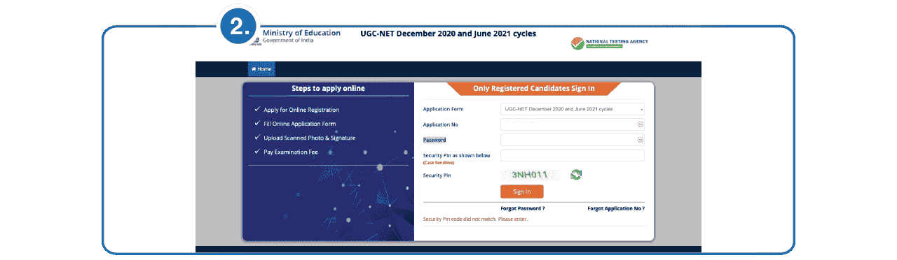 Step 2 - UGC NET JRF Online Application Correction Step 2 to do Correction in UGC NET Online Application
