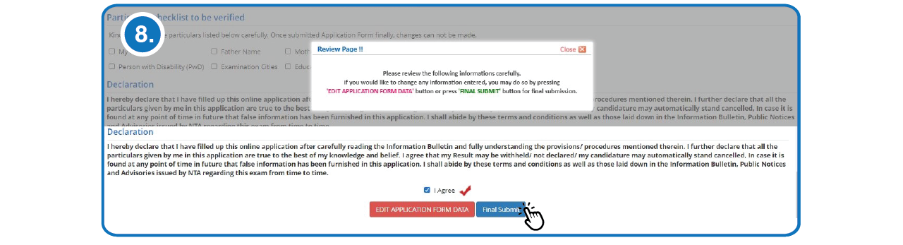 Step 8 to Fill UGC NET Online Application Form
