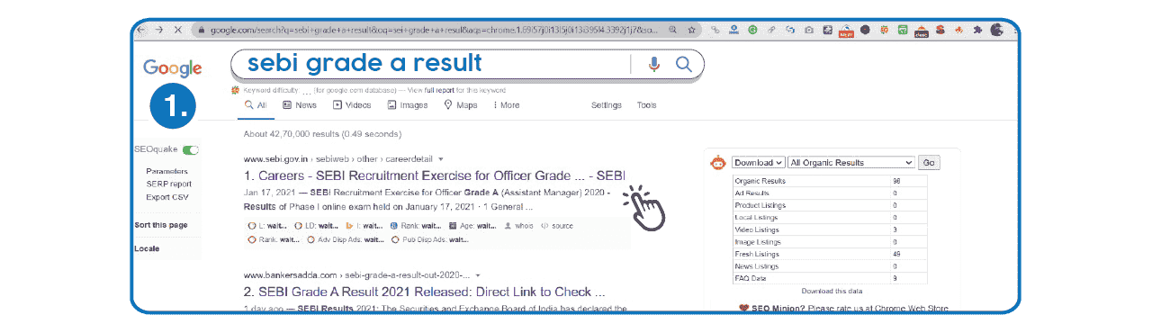 Step 01 to Check SEBI Grade A Final Result Step 01 - Check SEBI Grade A Final Result