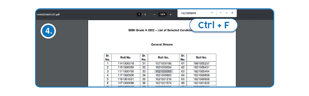 Step 04 to Check SEBI Grade A Final Result Step 04 - Check SEBI Grade A Final Result