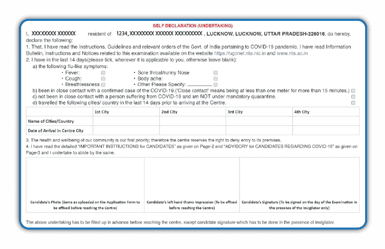 UGC NET Self Declaration Self Declaration Form for UGC NET 2022